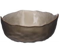 Салатница стеклянная "Fleur" Ø20х9см серый-дымчатый с золотой каймой
