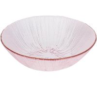 Салатник стеклянный "Fleur" Ø17см (0.5л), розовый с золотой каймой