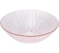 Салатник стеклянный "Fleur" Ø25см (1.8л), розовый с золотой каймой