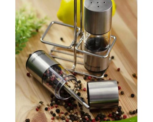 Набор для специй Kamille Grinder Set перцемолка и солонка на подставке 10х14.5см