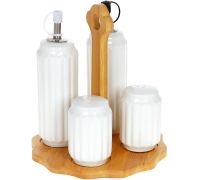 Набор для специй Nouvelle Home Naturel 4 предмета: масло/уксус, соль/перец на подставке