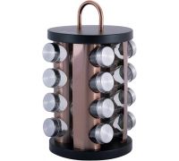 Набор емкостей для специй Kamille Spice Rak 16 спецовников на круглой подставке 28х19х19см