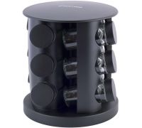 Набор емкостей для специй Kamille Spice Rak Black 12 спецовников на круглой подставке