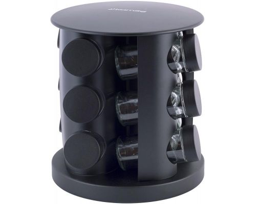 Набор емкостей для специй Kamille Spice Rak Black 12 спецовников на круглой подставке Набор емкостей для специй Kamille Spice Rak Black 12 спецовников на круглой подставке