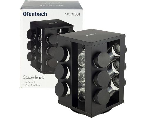 Набор емкостей для специй Ofenbach Spice World 12 спецовников на подставке, черный