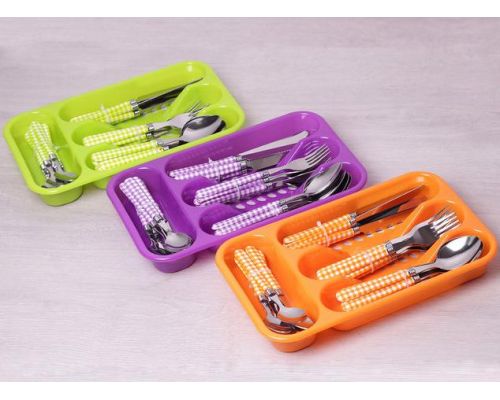 Набор столовых приборов Kamille Elegance Set 24 предмета и подставка пластиковая Набор столовых приборов Kamille Elegance Set 24 предмета и подставка пластиковая