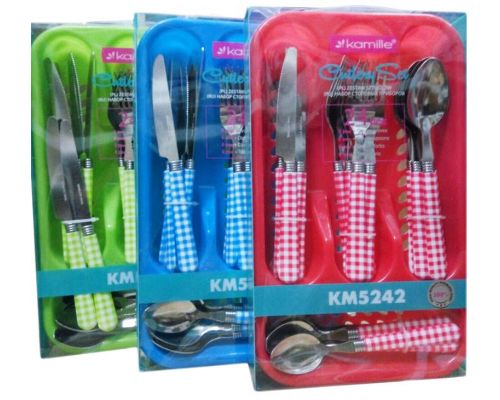 Набор столовых приборов Kamille Elegance Set 24 предмета и подставка пластиковая Набор столовых приборов Kamille Elegance Set 24 предмета и подставка пластиковая