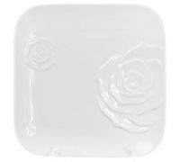 Набор 3 фарфоровые обеденные тарелки "White Rose" 25x25см (белый фарфор)
