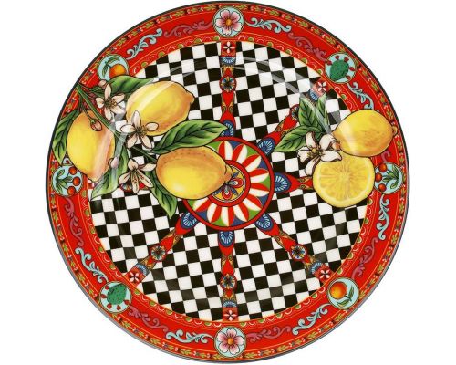 Набор 4 фарфоровые тарелки Sicilia "Limoni" Ø19см (Лимоны)