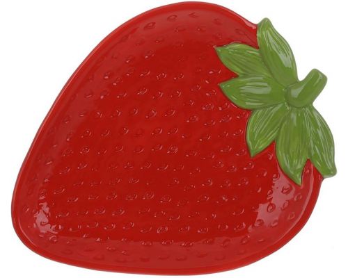 Набор 4 керамические тарелки "Strawberry" 26х21см, Красная клубника