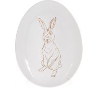 Набор 4 керамических овальных блюда "Bunny" 27х20х2см, белый с золотом