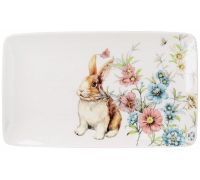Набор 6 фарфоровых тарелок Happy Rabbit 21х13см, прямоугольные
