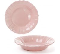 Набор 6 глубоких тарелок Leeds Ceramics SUN Ø23см, каменная керамика (розовые)