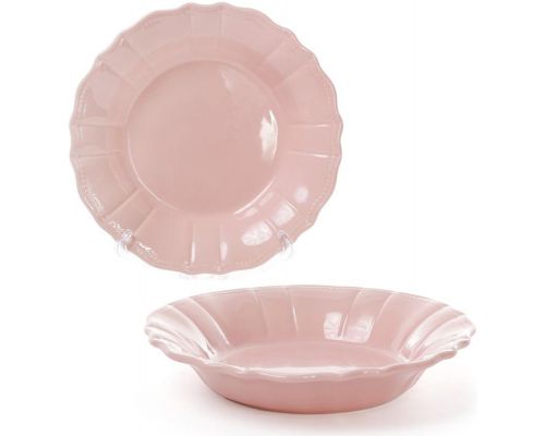 Набор 6 глубоких тарелок Leeds Ceramics SUN Ø23см, каменная керамика (розовые) Набор 6 глубоких тарелок Leeds Ceramics SUN Ø23см, каменная керамика (розовые)
