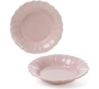 Набор 6 глубоких тарелок Leeds Ceramics SUN Ø23см, каменная керамика (розовый-пепельный)