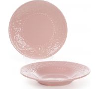 Набор 6 суповых тарелок Leeds Ceramics Ø23см, каменная керамика (розовые)