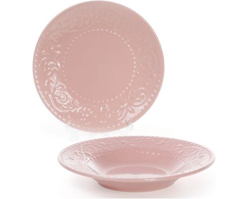 Набір 6 супових тарілок Leeds Ceramics Ø23см, кам'яна кераміка (рожеві) Набір 6 супових тарілок Leeds Ceramics Ø23см, кам'яна кераміка (рожеві)