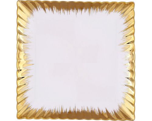 Тарелки фарфоровые Gold Luxury 26х26см, набор 2 квадратные тарелки